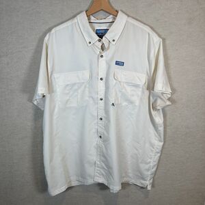 XCaster Outdoor UPF Fishing Shirt Mens XXL White Short Sleeve Vented